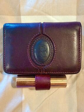 ROUJE Leather Oxblood Wallet w/ lipstick holder